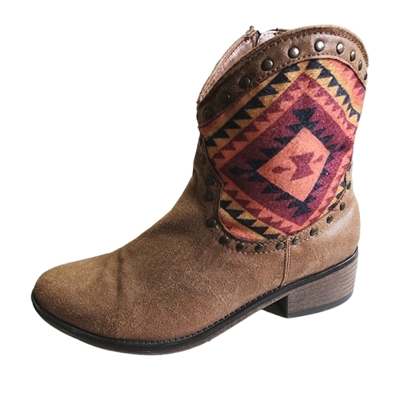 Route 66 Shoes - Route 66 Fotana Cognac Southwestern Booties - 9